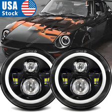Black Pair For Datsun 280ZX/240Z/260Z/280Z 7inch Round LED Headlights Hi/Lo Beam picture