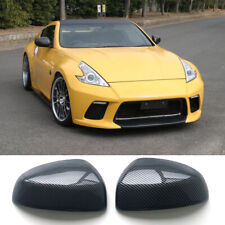 Pair Carbon Fiber Style Side View Mirror Cover Cap For 2009-2019 Nissan 370Z Z34 picture