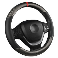 Car Steering Wheel Cover Carbon Black Leather Breathable Anti-slip Accessories picture