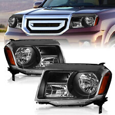 Halogen Amber Black Headlights Assembly Pair For 2012 2013 2014 2015 Honda Pilot picture
