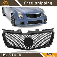 Fit For 2008-2013 Cadillac CTS Front Bumper Upper Grille ABS Plastic Gloss Black picture