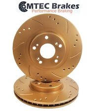 Rear Brake Discs For Nissan Primera 2.0 93-96 Gold Drilled Grooved picture