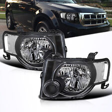For 2008-2012 Ford Escape SUV Black Headlights Headlamps Pair LH+RH picture