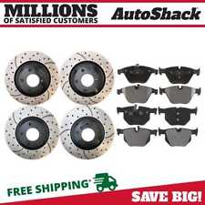 Front and Rear Drilled and Slotted Brake Rotors & Pads for BMW 335i 335d 335xi picture