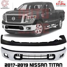 For 2017-2019 Nissan Titan Front Bumper Chrome & Upper Cover Paintable Kit picture