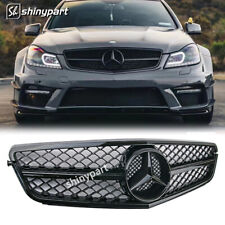 Gloss Black Front Grill w/Emblem For Mercedes Benz W204 C250 C300 C350 2008-2013 picture