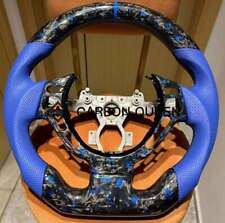 FORGED CARBON FIBER Steering Wheel FOR NISSAN GTR R35 09-16YEAR BLUE LEATHER picture