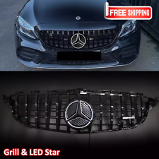 Black Grille Grill & Led Star For Mercedes W205 C43AMG C300 C200 C400 2015-2018 picture