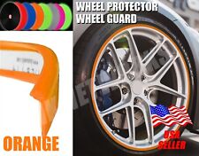 Wheel Rim Edge Guard Protector Universal Fit Silicone 2 Edge Type 4 Pcs (Orange) picture
