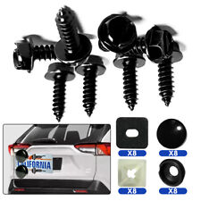 8PCS Black License Plate Screws Stainless Steel Bolts Caps Car Dealer Fasteners picture