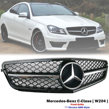  Black Chrome  Style Grille W/Emblem For Mercedes Benz W204 C300 C350 2008-14 picture