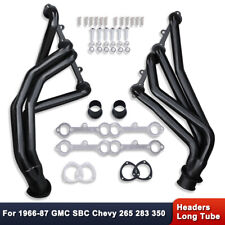 For GMC SBC 327 350 383 GM Pickup C10 1966-87 Black Long Tube Headers picture