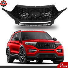 For 2020-2021 Ford Explorer Front Upper Grille Grill Assembly Gloss Black Mesh picture