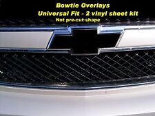 (2) Black Vinyl Sheets Wrap Chevy Universal Bowtie Emblem Overlay Cover Decal  picture