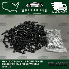 160PC M6x1.0x30 Black 12 Point Wheel Bolts & M6 Nuts For 2/3 Piece Wheels 160 picture