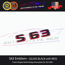 S63 AMG Emblem GLOSS BLACK & RED Rear Trunk Badge Logo Nameplate Mercedes picture
